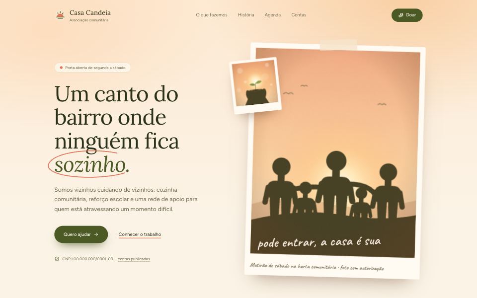 Capa do design Abrigo, landing de pousada